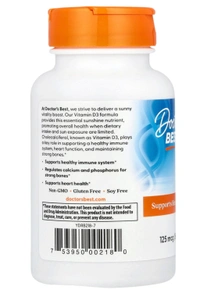 Doctor's Best Vitamin D3, 125 mcg (5,000 IU) - 180 Softgels