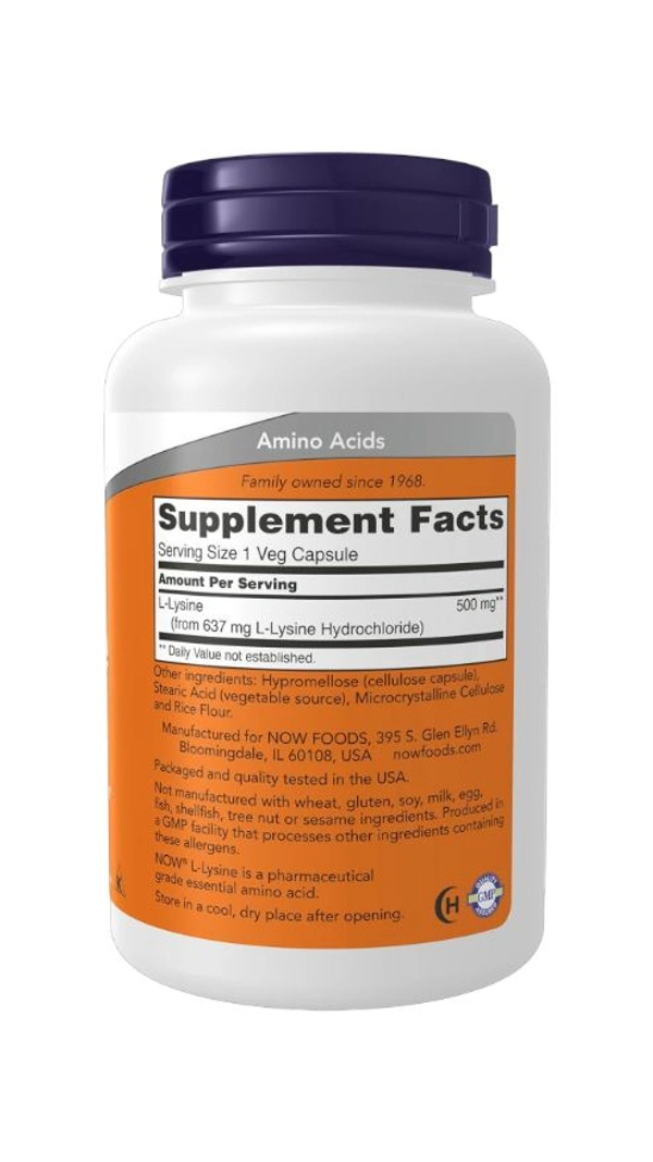 Now L-Lysine 500 mg - 100 Veg Capsules