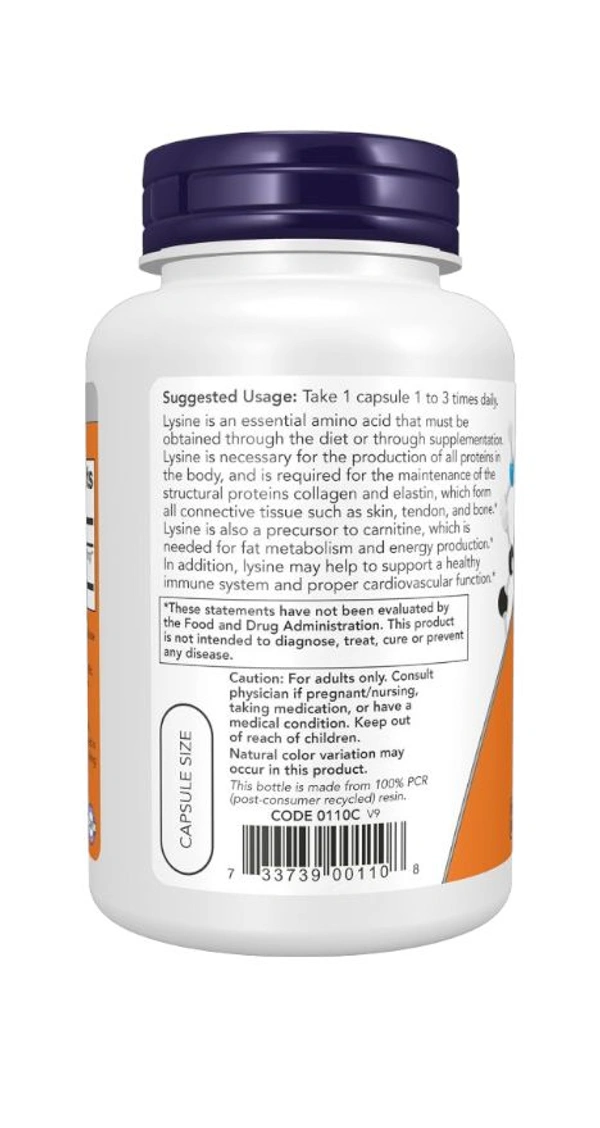 Now L-Lysine 500 mg - 100 Veg Capsules