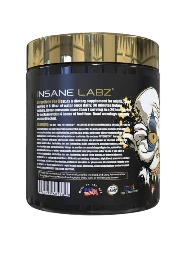 Insane Labz Psychotic Gold Pre Workout 35 Servings - 200g, Orange