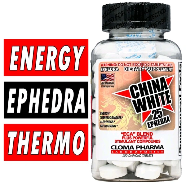 Cloma Pharma China White 25MG Ephedra - 100 Tablets