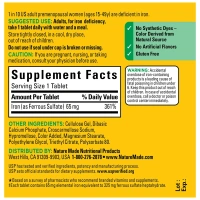 Nature made iron 65 mg (325 mg Ferrous Sulfate) - 180 tablets