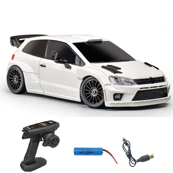 LDRC 2801 Stunning 1:28 Scale 4WD RC Drift Car with LED Lights and Full Proportional Control - White