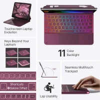 Easy Set up the Laptop-like Keyboard case Cover for 10th-generation iPad Models 11-Color Backlight Keyboard with Shortcuts - Violet Eggplant