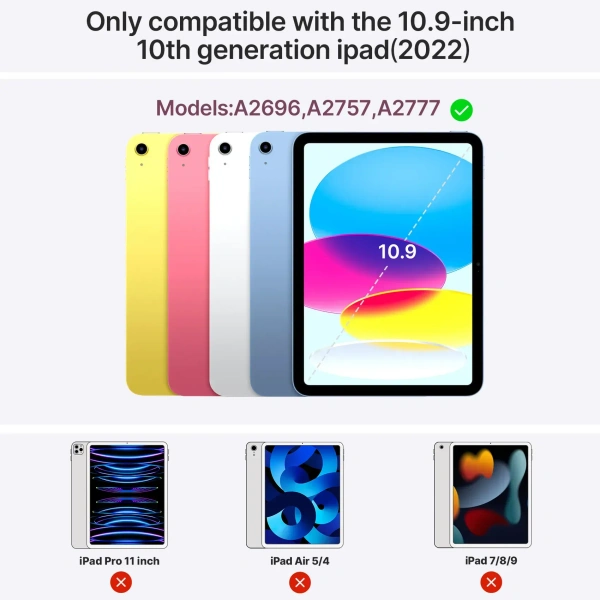 Easy Set up the Laptop-like Keyboard case Cover for 10th-generation iPad Models 11-Color Backlight Keyboard with Shortcuts - Violet Eggplant