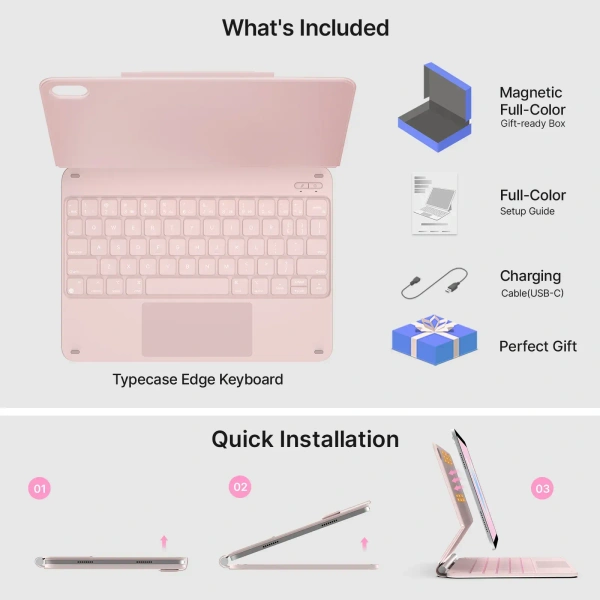 Easy Set up the Laptop-like Keyboard case Cover for 10th-generation iPad Models 11-Color Backlight Keyboard with Shortcuts - White