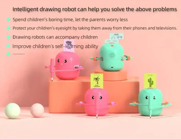 Hot Sale Automatic Drawing Robot Automatic Children's Toys Intelligent Primary Educational Flash Card Learning with Drawing  - Bright Turquoise