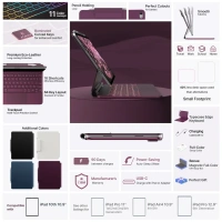Easy Set up the Laptop-like Keyboard case Cover for 10th-generation iPad Models 11-Color Backlight Keyboard with Shortcuts - Violet Eggplant