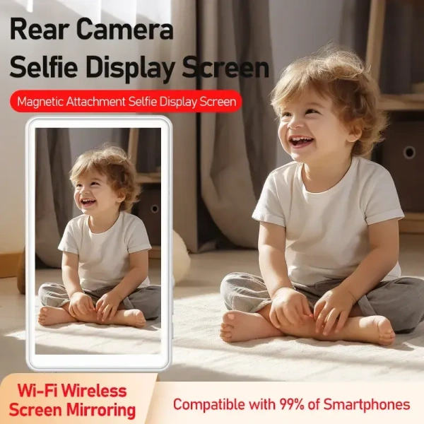 Wireless Magnetic Mount Vlog Selfie Monitor Screen Rear Camera for Selfie Vlog Live Stream for iPhone Android Phone