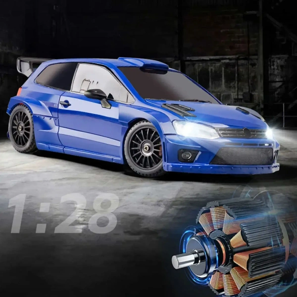 LDRC 2801 Stunning 1:28 Scale 4WD RC Drift Car with LED Lights and Full Proportional Control - White