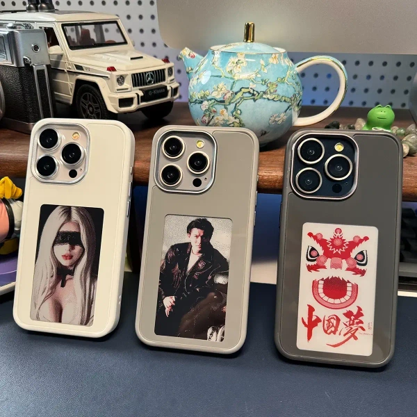 Cheap Custom Smart Nfc Color E-ink Mobile Phone case for iphone 15 14 13 Pro Max Creative Phone Back Projection Diy Phone Case - i phone 13