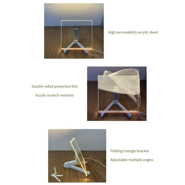 3D Acrylic Writing Pad With Pen Message Board For Study Led Light Office 