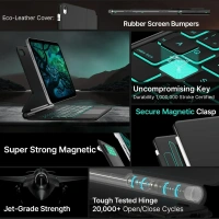 Easy Set up the Laptop-like Keyboard case Cover for 10th-generation iPad Models 11-Color Backlight Keyboard with Shortcuts - Black