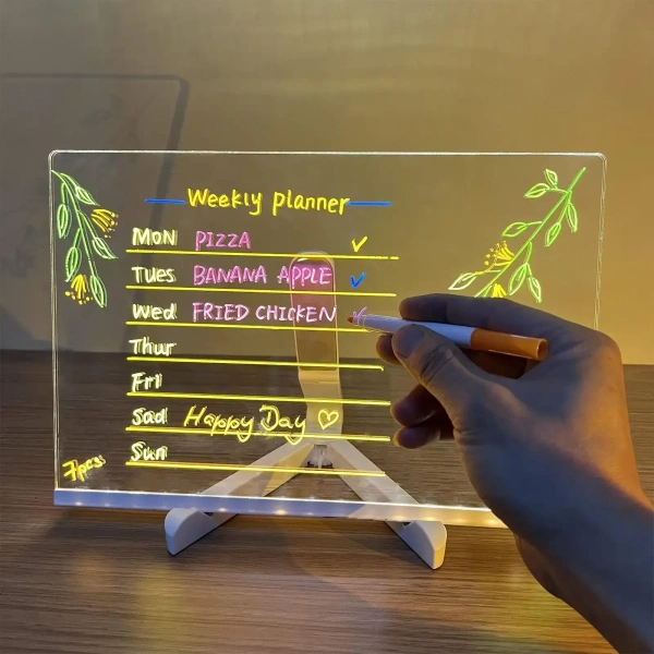 3D Acrylic Writing Pad With Pen Message Board For Study Led Light Office 