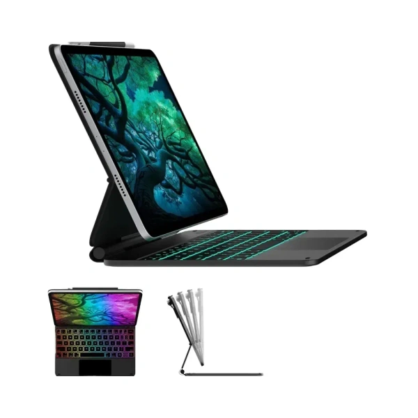 Easy Set up the Laptop-like Keyboard case Cover for 10th-generation iPad Models 11-Color Backlight Keyboard with Shortcuts - Black