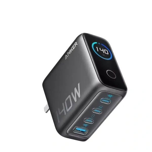Anker Laptop Charger 140W 4-Port USB-C Charger Multi-Device Fast Charging GaN Power Adapter - Black