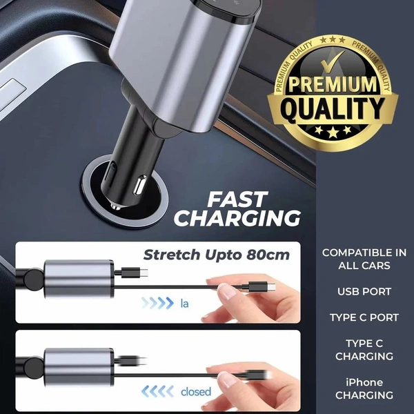 Retractable 4-in-1 Fast Car Charger