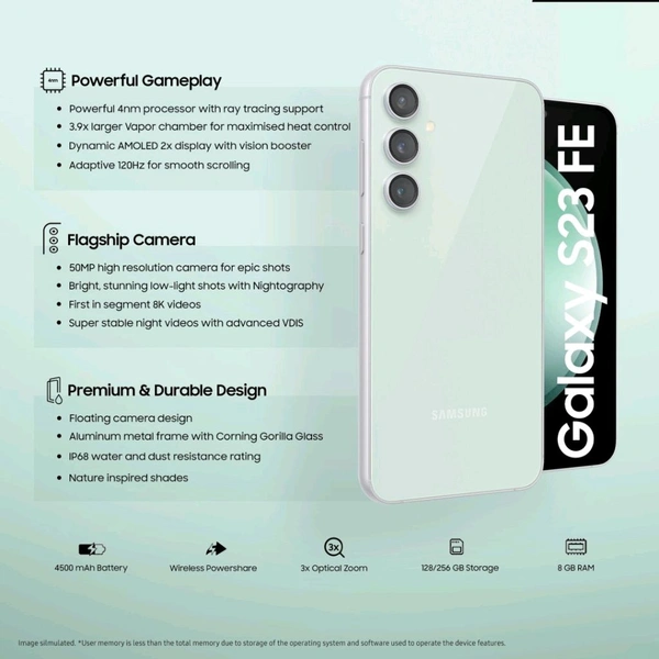 Samsung Galaxy S23 Fe - mint, 128gb