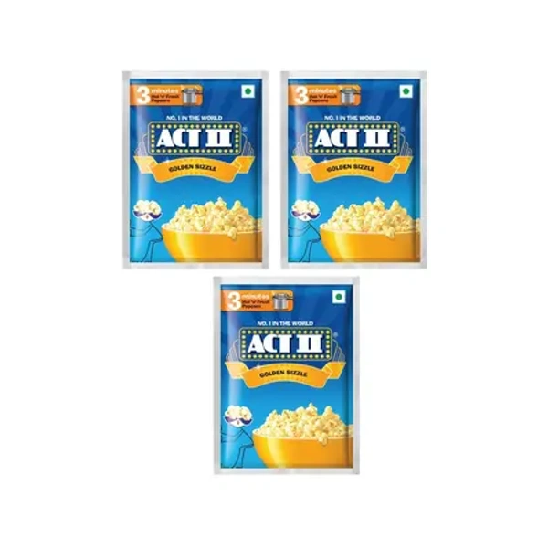 Act Ii Golden Sizzle Popcorn (Pressure Cooker) Pack Of 3 - (3*30 Gm) - 90 gm - 90 gm