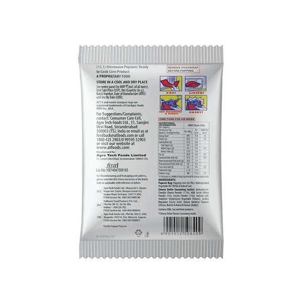 Act Ii Microwave Cheese Delite Popcorn - 106 gm - 106 gm