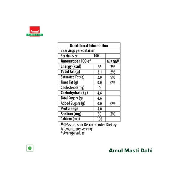 Amul Masti Curd (Tub) - 200 gm