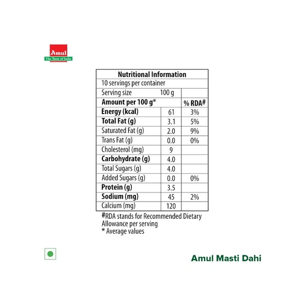 Amul Masti Set Curd Tub - 1 kg
