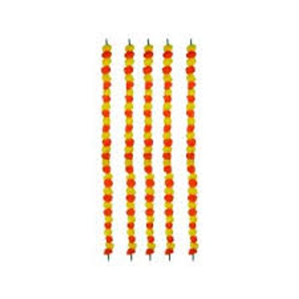 Artifical Marigold Garland (Yellow & Orange) - Satvik - 1 pack (5 pieces)