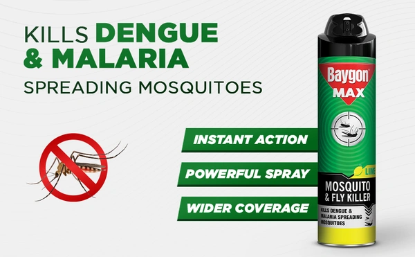 Baygon Max Fly & Mosquito Repellent Spray (Lime) - 400 ml - 400 ml