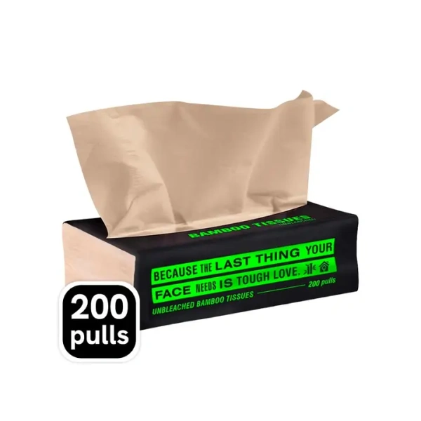 Beco Bamboo Natural Face Tissue (2 ply) - 1 pack (200 pulls), 1 pack (100 pulls)