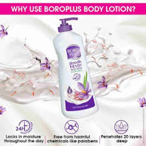 Boro Plus Doodh Kesar Body Lotion Ayurvedic - Buy 1 Get 1 Free-800 ml - 400 ml + 400 ml