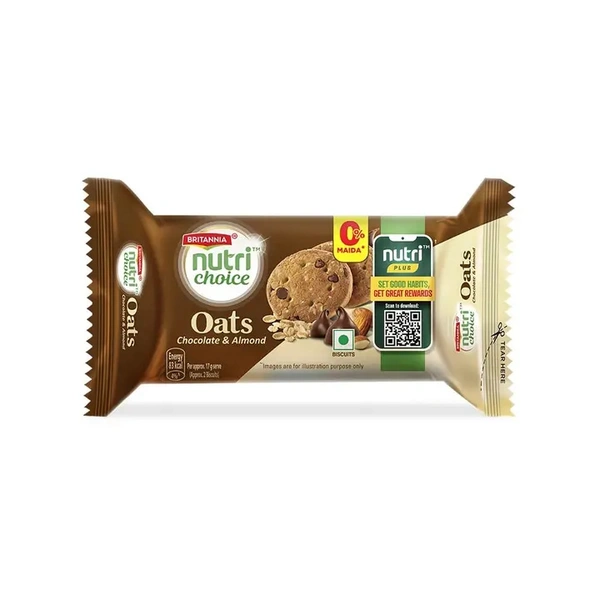 Britannia Nutri Choice Chocolate Almond Oats Biscuit - 75 gm - 75 gm