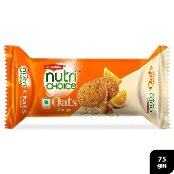Britannia NutriChoice Orange Almond Oats Biscuit - 75 gm - 75 gm