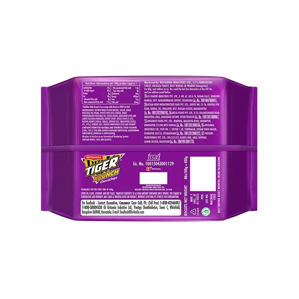 Britannia Tiger Krunch Choco chips Cookies - 400 gm