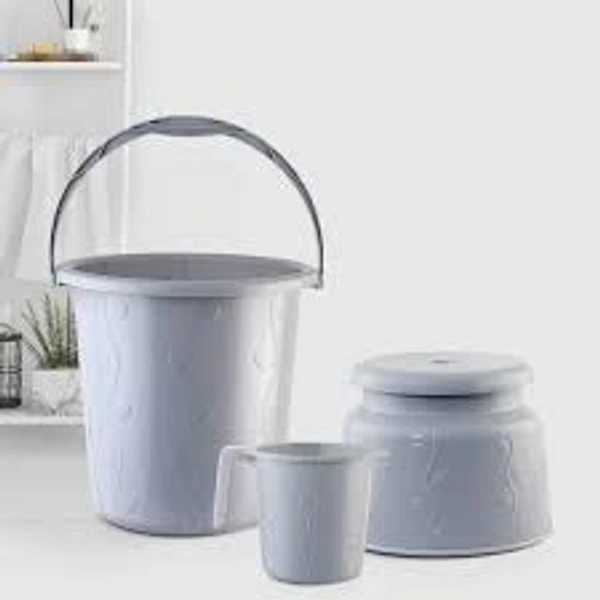 Cello Petal Bathroom Set (Plastic, Light Grey) - 1 set