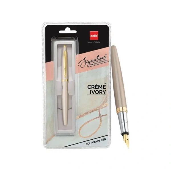 Cello Signature Creme Ivory Fountain Pen (Blue) - 1 unit