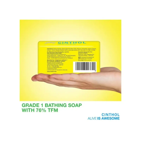 Cinthol Lime Bath Soap (5*100 gm) - Buy 4 Get 1 Free - 500 gm