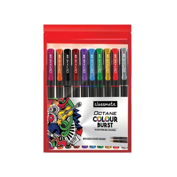 Classmate Gel Pen (Multicolor) - 10 pcs, 1 pack (10 pieces)