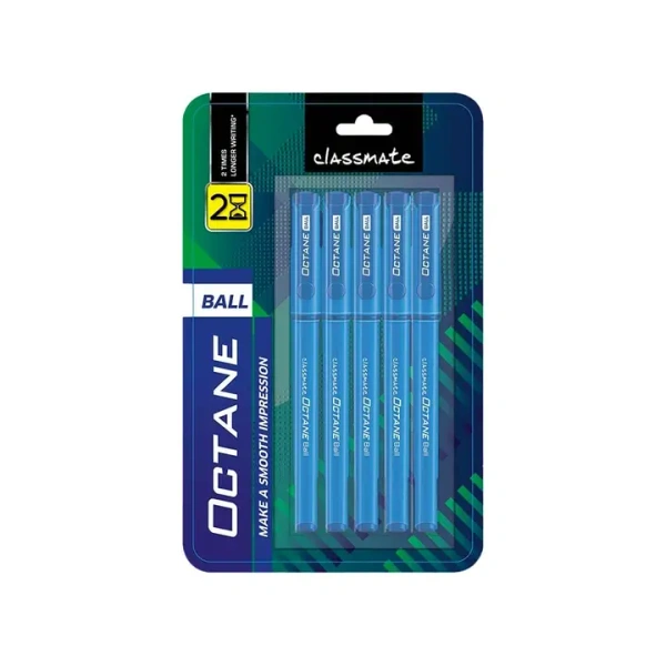 Classmate Octane Ball Pen - Pack of 5 (Blue) - 5 pcs, 5 pieces