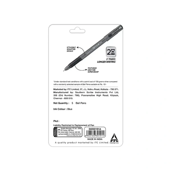 Classmate Octane Ball Pen - Pack of 5 (Blue) - 5 pcs, 5 pieces