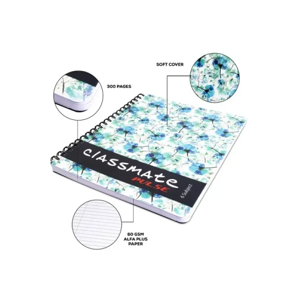 Classmate Single Line Notebook (302 Pages, Assorted) - 1 Unit