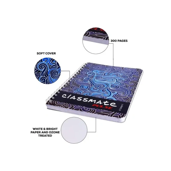 Classmate Unruled Notebook (302 Pages, Assorted) - 1 piece