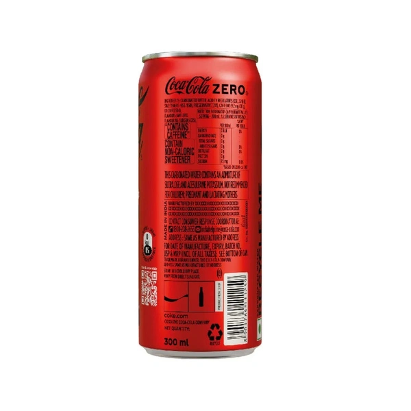 Coca-Cola Zero Sugar Soft Drink Can - 300 ml - 300 ml