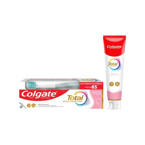 Colagate Total Sensitive Anti-Germ Toothpaste (with a Premium Toothbrush) - 150 gm + 1 piece