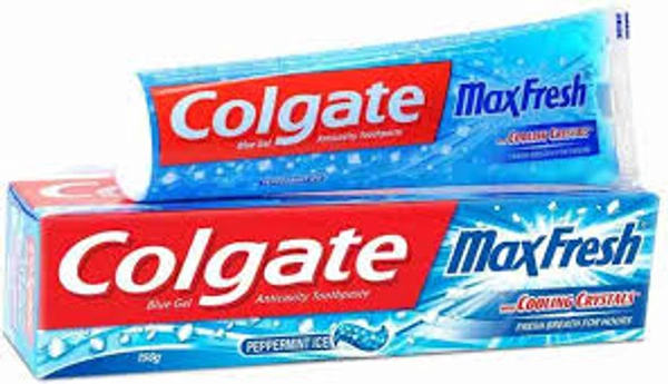 Colgate Blue Gel Anticavity Toothpaste Peppermint Ice MaxFresh with Cooling Crystals - 150 gm - 150 gm