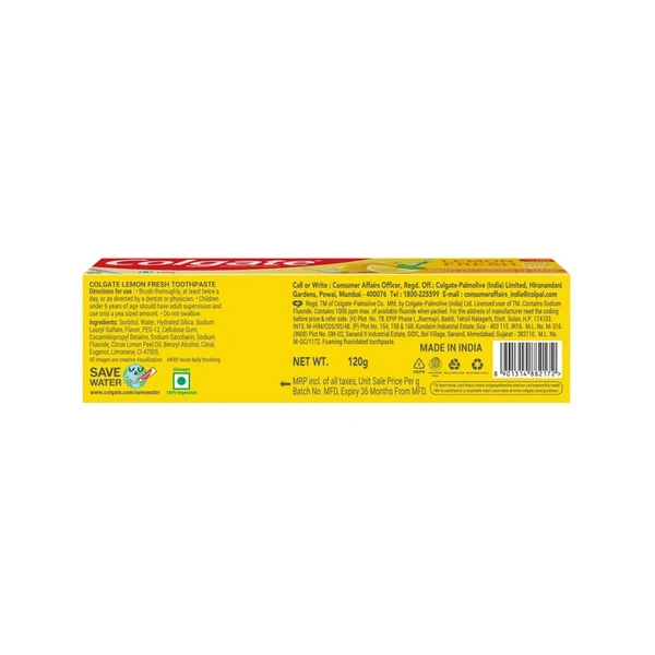 Colgate Lemon Fresh Gel Toothpaste - 120 gm