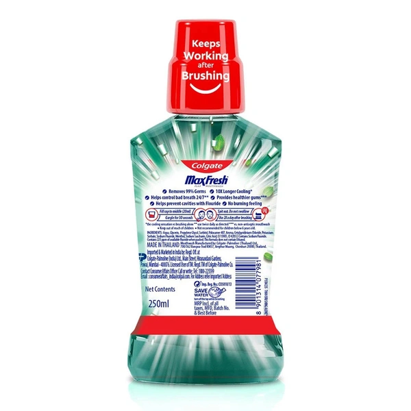 Colgate MaxFresh Fresh Mint Plax Mouthwash - 250 ml