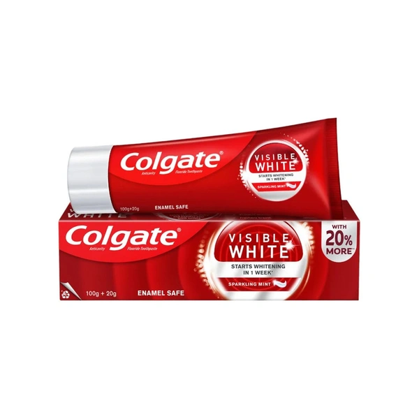 Colgate Visible White Sparkling Mint Whitening Toothpaste - 100 gm+20 gm