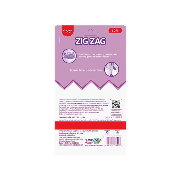 Colgate Zig Zag Deep Clean Toothbrush (Medium) - 1 Pack (6 Piece)