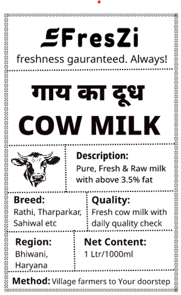 Freszi Cow Desi Milk Bottle - 1 ltr