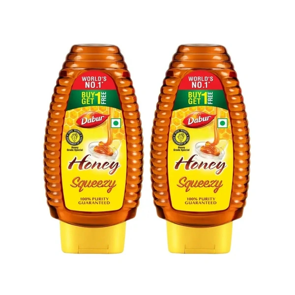 Dabur 100% Pure Squeezy Honey - Buy 1 Get 1 Free - (2*225 gm) - (2*225 gm)